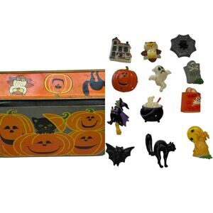 Vintage JSNY 1980's Halloween Magnets - Assorted Plastic With Vintage Tin